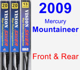 Front & Rear Wiper Blade Pack for 2009 Mercury Mountaineer - Vision Saver