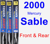 Front & Rear Wiper Blade Pack for 2000 Mercury Sable - Vision Saver