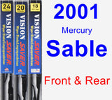 Front & Rear Wiper Blade Pack for 2001 Mercury Sable - Vision Saver