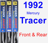 Front & Rear Wiper Blade Pack for 1992 Mercury Tracer - Vision Saver