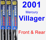 Front & Rear Wiper Blade Pack for 2001 Mercury Villager - Vision Saver