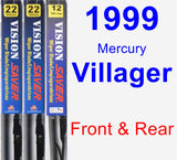 Front & Rear Wiper Blade Pack for 1999 Mercury Villager - Vision Saver