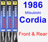 Front & Rear Wiper Blade Pack for 1986 Mitsubishi Cordia - Vision Saver