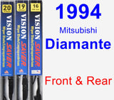 Front & Rear Wiper Blade Pack for 1994 Mitsubishi Diamante - Vision Saver