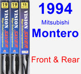 Front & Rear Wiper Blade Pack for 1994 Mitsubishi Montero - Vision Saver