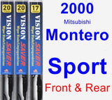 Front & Rear Wiper Blade Pack for 2000 Mitsubishi Montero Sport - Vision Saver