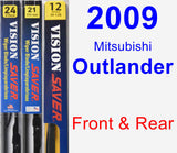 Front & Rear Wiper Blade Pack for 2009 Mitsubishi Outlander - Vision Saver