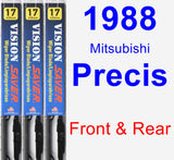 Front & Rear Wiper Blade Pack for 1988 Mitsubishi Precis - Vision Saver