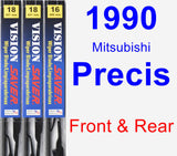 Front & Rear Wiper Blade Pack for 1990 Mitsubishi Precis - Vision Saver