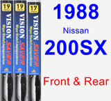 Front & Rear Wiper Blade Pack for 1988 Nissan 200SX - Vision Saver