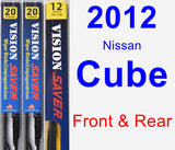 Front & Rear Wiper Blade Pack for 2012 Nissan Cube - Vision Saver