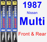 Front & Rear Wiper Blade Pack for 1987 Nissan Multi - Vision Saver