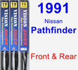 Front & Rear Wiper Blade Pack for 1991 Nissan Pathfinder - Vision Saver