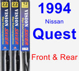 Front & Rear Wiper Blade Pack for 1994 Nissan Quest - Vision Saver