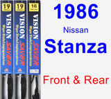 Front & Rear Wiper Blade Pack for 1986 Nissan Stanza - Vision Saver