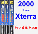 Front & Rear Wiper Blade Pack for 2000 Nissan Xterra - Vision Saver