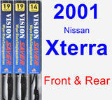 Front & Rear Wiper Blade Pack for 2001 Nissan Xterra - Vision Saver