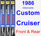 Front & Rear Wiper Blade Pack for 1986 Oldsmobile Custom Cruiser - Vision Saver