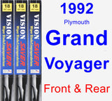 Front & Rear Wiper Blade Pack for 1992 Plymouth Grand Voyager - Vision Saver