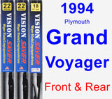 Front & Rear Wiper Blade Pack for 1994 Plymouth Grand Voyager - Vision Saver