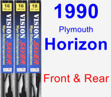 Front & Rear Wiper Blade Pack for 1990 Plymouth Horizon - Vision Saver