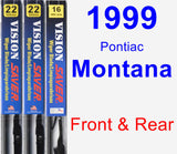 Front & Rear Wiper Blade Pack for 1999 Pontiac Montana - Vision Saver