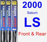 Front & Rear Wiper Blade Pack for 2000 Saturn LS - Vision Saver