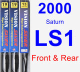 Front & Rear Wiper Blade Pack for 2000 Saturn LS1 - Vision Saver