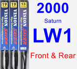 Front & Rear Wiper Blade Pack for 2000 Saturn LW1 - Vision Saver