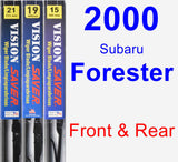 Front & Rear Wiper Blade Pack for 2000 Subaru Forester - Vision Saver