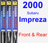 Front & Rear Wiper Blade Pack for 2000 Subaru Impreza - Vision Saver