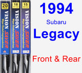 Front & Rear Wiper Blade Pack for 1994 Subaru Legacy - Vision Saver