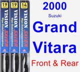 Front & Rear Wiper Blade Pack for 2000 Suzuki Grand Vitara - Vision Saver