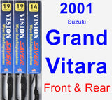 Front & Rear Wiper Blade Pack for 2001 Suzuki Grand Vitara - Vision Saver