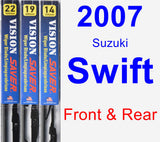 Front & Rear Wiper Blade Pack for 2007 Suzuki Swift - Vision Saver