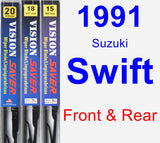 Front & Rear Wiper Blade Pack for 1991 Suzuki Swift - Vision Saver