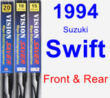 Front & Rear Wiper Blade Pack for 1994 Suzuki Swift - Vision Saver