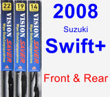 Front & Rear Wiper Blade Pack for 2008 Suzuki Swift+ - Vision Saver