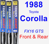 Front & Rear Wiper Blade Pack for 1988 Toyota Corolla - Vision Saver