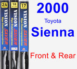 Front & Rear Wiper Blade Pack for 2000 Toyota Sienna - Vision Saver