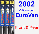 Front & Rear Wiper Blade Pack for 2002 Volkswagen EuroVan - Vision Saver