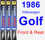 Front & Rear Wiper Blade Pack for 1986 Volkswagen Golf - Vision Saver