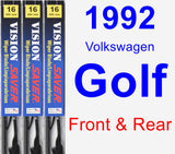 Front & Rear Wiper Blade Pack for 1992 Volkswagen Golf - Vision Saver