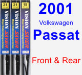 Front & Rear Wiper Blade Pack for 2001 Volkswagen Passat - Vision Saver