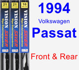 Front & Rear Wiper Blade Pack for 1994 Volkswagen Passat - Vision Saver