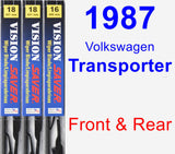 Front & Rear Wiper Blade Pack for 1987 Volkswagen Transporter - Vision Saver