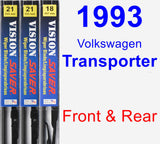 Front & Rear Wiper Blade Pack for 1993 Volkswagen Transporter - Vision Saver