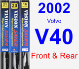 Front & Rear Wiper Blade Pack for 2002 Volvo V40 - Vision Saver