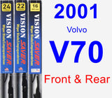 Front & Rear Wiper Blade Pack for 2001 Volvo V70 - Vision Saver