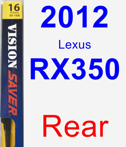 Rear Wiper Blade for 2012 Lexus RX350 - Rear